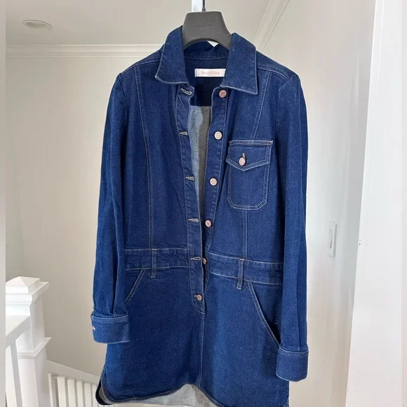 Like New See by Chloe Denim Long Sleeve Shirt Polo Dress FR 40 US 8